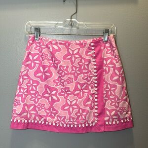 Lilly Pulitzer Pink/White Floral Pattern Skirt with Built-in shorts